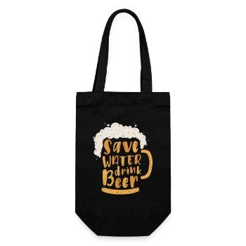 Spare Wasser Trinke Bier - Geschenkbeutel für Flaschen - Schwarz - Vorne