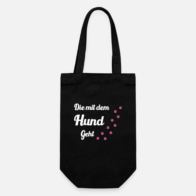 Die mit dem Hund geht Hunde Mama - Geschenkbeutel für Flaschen - Schwarz