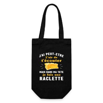 Dans ma tête raclette humour raclette homme femme - Sac à bouteille - noir - Devant