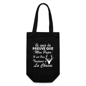la preuve que mon papa pas toujours chasse - Sac à bouteille - noir - Devant