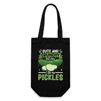 Cute and crunchy- Gurken Geschenk - Geschenkbeutel für Flaschen - Schwarz - Vorne