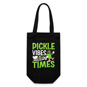 Pickle vibes happy times- Gurken Tshirt - Geschenkbeutel für Flaschen - Schwarz - Vorne