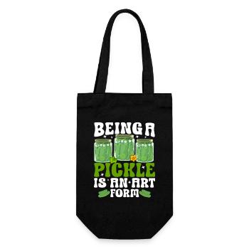 Being a pickle is an art form- Cucumber Tshirt - Gift Bag for Bottles - black - Front