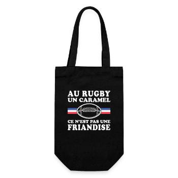 Im Rugby ist ein Karamell kein Genuss - Geschenkbeutel für Flaschen - Schwarz - Vorne