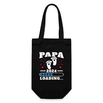 Papa 2024 Lustiges Vatertagsgeschenk Schwangere - Geschenkbeutel für Flaschen - Schwarz - Vorne