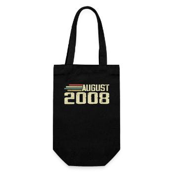 Born August 2008 Anniversary August 2008 Year - Gift Bag for Bottles - black - Front