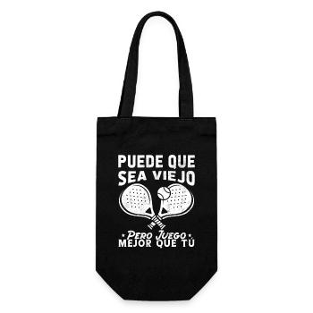 I may be old but I play Padel Tennis better - Gift Bag for Bottles - black - Front