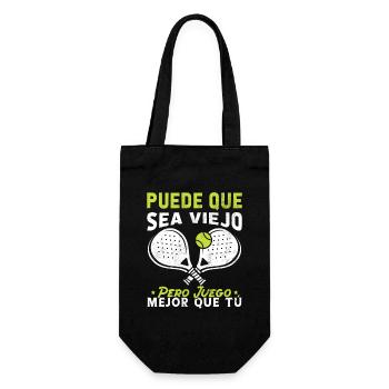 I may be old but I play Padel Tennis better - Gift Bag for Bottles - black - Front