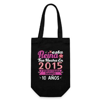 10 Jahre Geburtstagsgeschenk Mädchen Made in 2015 - Geschenkbeutel für Flaschen - Schwarz - Vorne