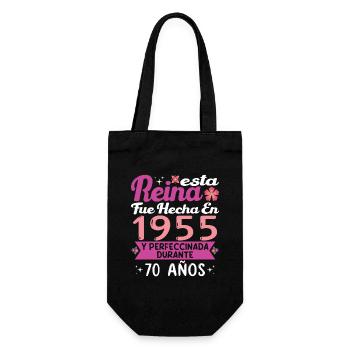 70 Jahre Geburtstagsgeschenk Frau aus dem Jahr 1955 - Geschenkbeutel für Flaschen - Schwarz - Vorne