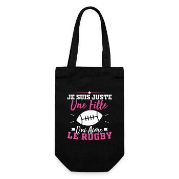 Ich bin nur ein Mädchen, das Rugby liebt - Geschenkbeutel für Flaschen - Schwarz - Vorne