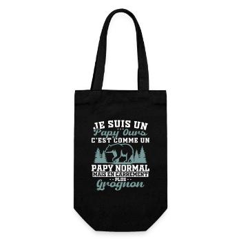 Ich bin ein Opa Bär Mürrischer Opa Geschenk Humor Opa - Geschenkbeutel für Flaschen - Schwarz - Vorne