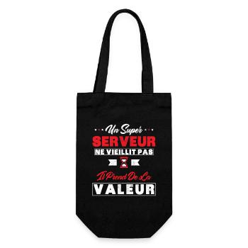 A Super Server does not age as a gift Server - Gift Bag for Bottles - black - Front