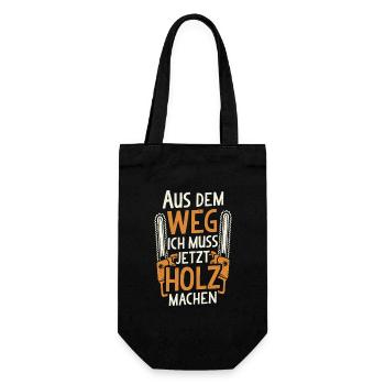 Holzfäller Waldarbeiter Forstwirt Kettensäge Holz - Geschenkbeutel für Flaschen - Schwarz - Vorne