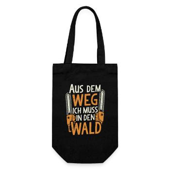 Holzfäller Waldarbeiter Forstwirt Kettensäge Holz - Geschenkbeutel für Flaschen - Schwarz - Vorne