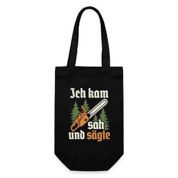Holzfäller Waldarbeiter Kettensäge Förster - Geschenkbeutel für Flaschen - Schwarz - Vorne