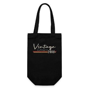 Vintage Original since 2008 Birthday Retro 2008 - Gift Bag for Bottles - black - Front
