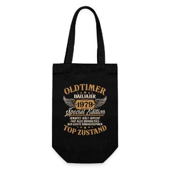 Oldtimer Baujahr 1979 Jahrgang Geburtstag Geschenk - Geschenkbeutel für Flaschen - Schwarz - Vorne