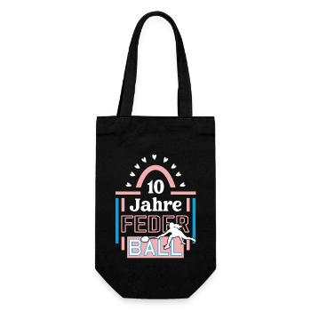 Federball Jubiläum 10 Jahre Trainerin Spielerin - Geschenkbeutel für Flaschen - Schwarz - Vorne