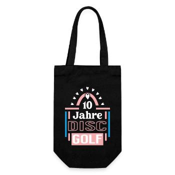 Discgolf Jubiläum 10 Jahre Trainerin Spielerin - Geschenkbeutel für Flaschen - Schwarz - Vorne