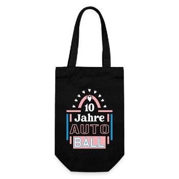 Autoball Jubiläum 10 Jahre Trainerin Spielerin - Geschenkbeutel für Flaschen - Schwarz - Vorne