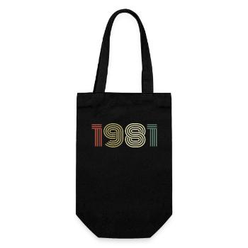 1981 Geburtstag Jahrgang 1981 Geschenk 1981 - Geschenkbeutel für Flaschen - Schwarz - Vorne