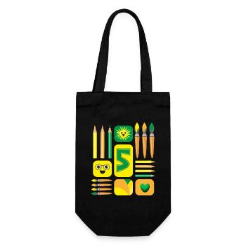 5 / Grüne fünf mit Sonne zum Kindergeburtstag. - Geschenkbeutel für Flaschen - Schwarz - Vorne