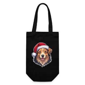 10 Cute Dog Santa Claus with Hat - Gift Bag for Bottles - black - Front