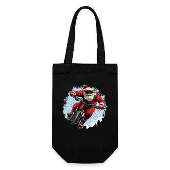 Downhill Biker Christmas / Santa Claus - Gift Bag for Bottles - black - Front
