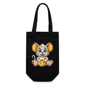 Cheese Loving Mouse - Gift Bag for Bottles - black - Front