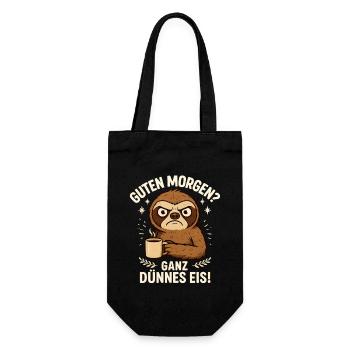 Good morning very thin saying sloth - Gift Bag for Bottles - black - Front