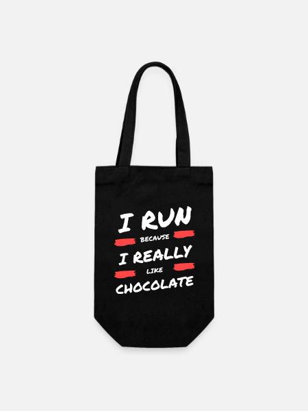 Je cours parce que j’aime beaucoup le chocolat - Sac à bouteille - noir