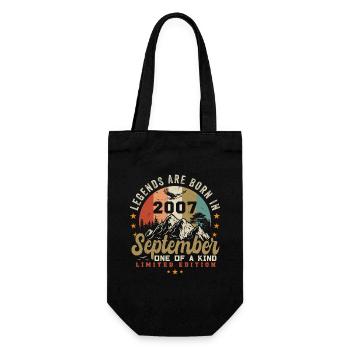 September 2007, born in September 2007 - Gift Bag for Bottles - black - Front