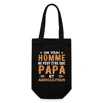 Ein echter Mann ist nur ein Vater und ein Bauer - Geschenkbeutel für Flaschen - Schwarz - Vorne
