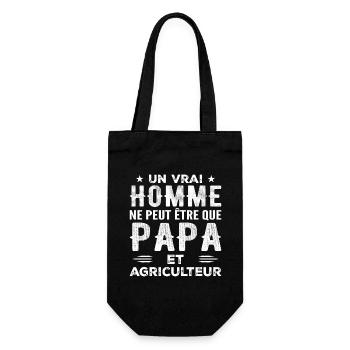 Ein echter Mann ist nur ein Vater und ein Bauer - Geschenkbeutel für Flaschen - Schwarz - Vorne