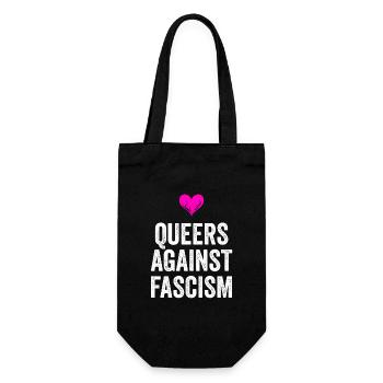 QUEERS AGAINST FASCISM - Geschenkbeutel für Flaschen - Schwarz - Vorne