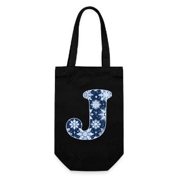Buchstabe J Schneeflocken - Geschenkbeutel für Flaschen - Schwarz - Vorne