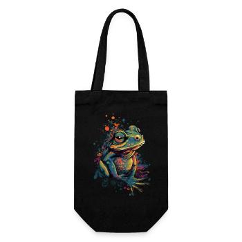 Trippy Frog - Psychedelic Motif - Gift Bag for Bottles - black - Front