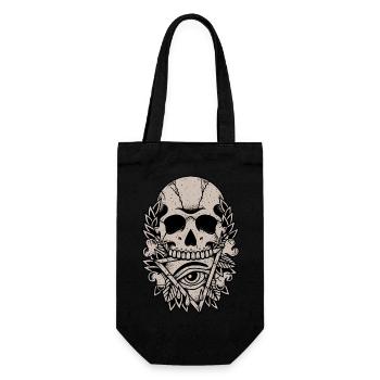 Allsehendes Auge mit Totenkopf Horror design - Geschenkbeutel für Flaschen - Schwarz - Vorne