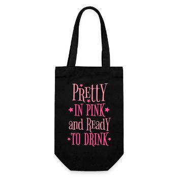 JGA Party Alkohol Pretty In Pink Ready To Drink - Geschenkbeutel für Flaschen - Schwarz - Vorne