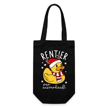 Rentier war ausverkauft - Geschenkbeutel für Flaschen - Schwarz - Vorne