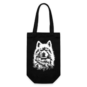 Samojede Portrait Hunde Hund Samoyed - Geschenkbeutel für Flaschen - Schwarz - Vorne