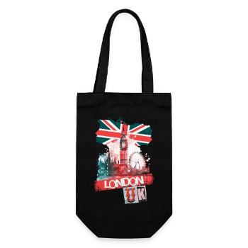 London England City Skyline Big Ben Colorful Splash - Gift Bag for Bottles - black - Front