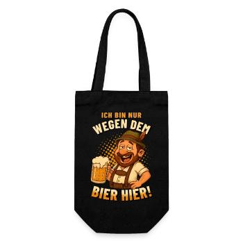 NUR WEGEN DEM BIER HIER Fest Männer Oktober - Geschenkbeutel für Flaschen - Schwarz - Vorne