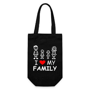 I Love My Family - Geschenkbeutel für Flaschen - Schwarz - Vorne