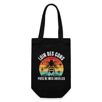 Loin des cons près de mes abeilles apiculteur - Sac à bouteille - noir - Devant