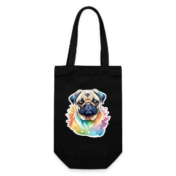 Pug Watercolors - Gift Bag for Bottles - black - Front