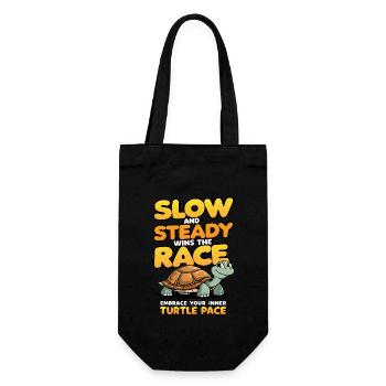 Slow and steady wins the race embrace turtle pace - Geschenkbeutel für Flaschen - Schwarz - Vorne