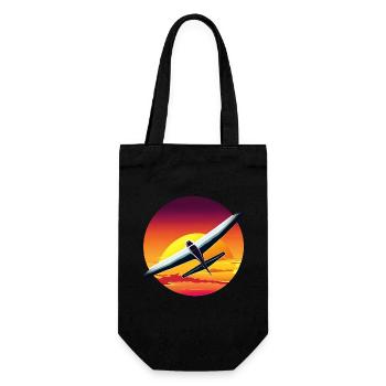 Segelflugzeug im Sonnenuntergang - Geschenkbeutel für Flaschen - Schwarz - Vorne