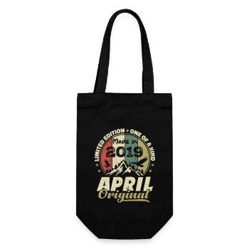 Retro Born In April 2019 Birthday Gift 2019 - Gift Bag for Bottles - black - Front